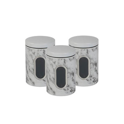 European Galvanized Tin Round Canister with window